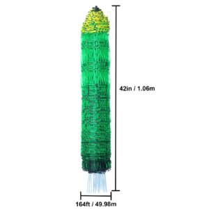 electric fence netting, 42 in (h) x 164 ft (l), pe net fencing with posts & double spiked stakes, utility portable electric fence for pigs, cows, sheep, deer, used in backyards, farms, ranches