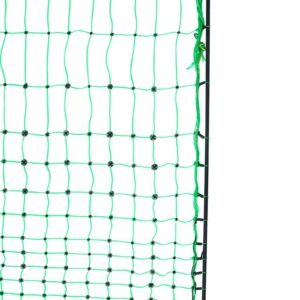 electric fence netting, 48" h x 168' l, pe net fencing kit with posts & double spiked stakes, utility portable mesh for chickens, ducks, geese, rabbits, used in backyards, farms, and ranches
