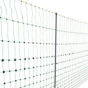 electric fence netting, 50" h x 164' l, livestock net fencing with posts & stakes, portable mesh nets for goats, sheep, deer, hogs, dogs, electric fencing for backyards, gardens, farms, ranches