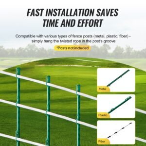 electric fence tape, 1640ft 500m polytape fencing hot wire, 3/4" width 6 stainless steel strands for reliable conductivity, uv & rust resistance, portable polywire for horse cattle livestock