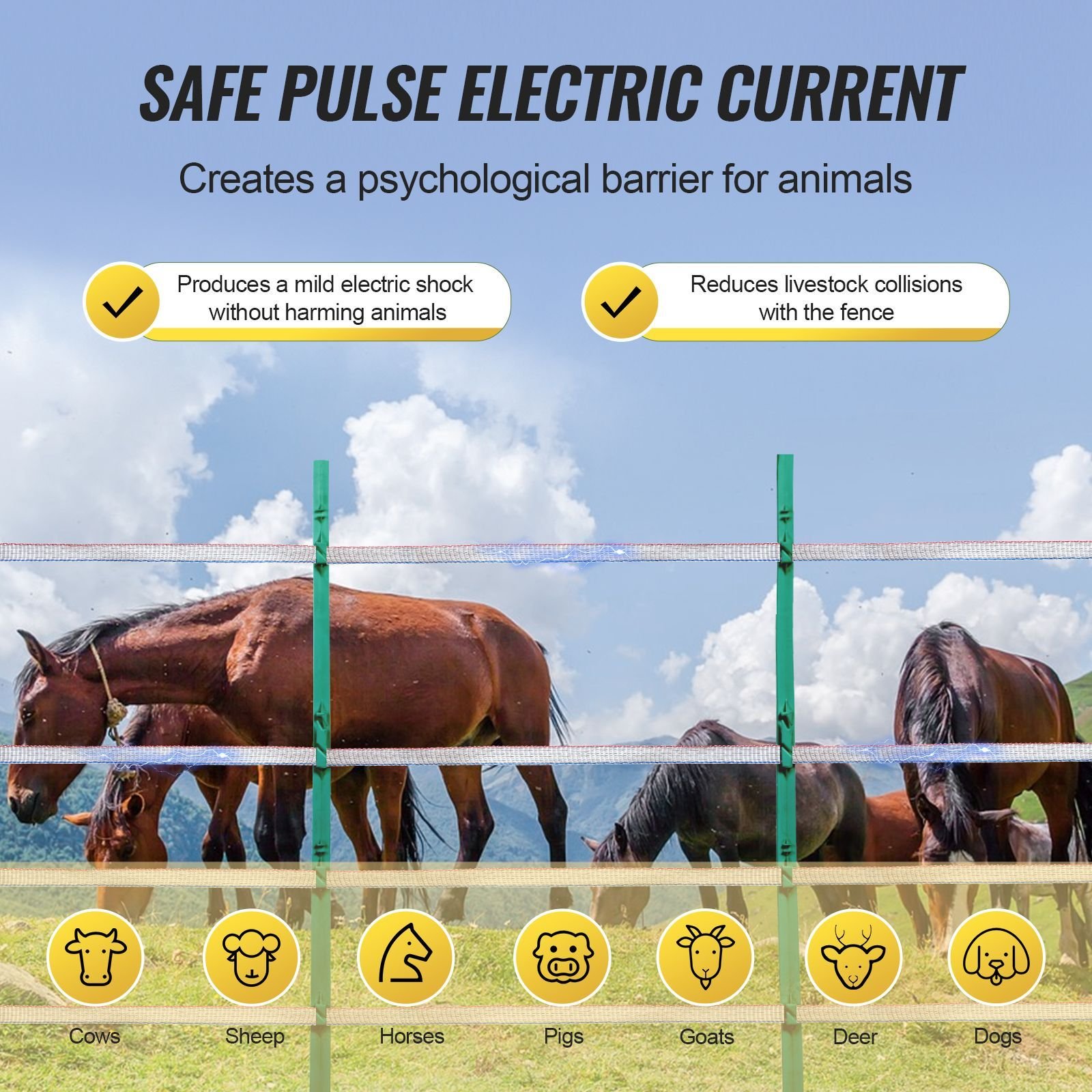 electric fence tape, 1640ft 500m polytape fencing hot wire, 3/4" width 6 stainless steel strands for reliable conductivity, uv & rust resistance, portable polywire for horse cattle livestock