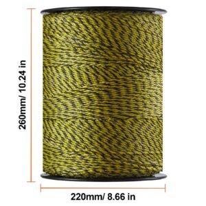 electric fence wire, 3366ft 1026m portable polywire, 1/8" diameter 6 stainless steel strands for reliable conductivity and uv, rust resistance, fencing rope line for horse, cattle, livestock