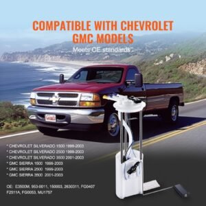 electric fuel pump module assembly, compatible with chevrolet silverado 1500 1999 2003, 2500 1999 2003, 3500 2001 2003, and gmc sierra 1500 1999 2003, 2500 1999 2003, 3500 2001 2003