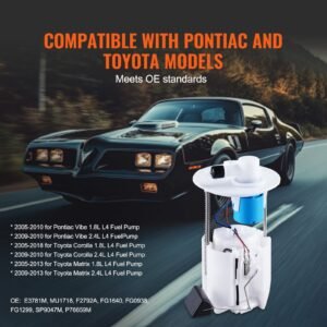 electric fuel pump module assembly, compatible with pontiac vibe 2005 2010, toyota corolla 2005 2018, toyota matrix 2005 2013, 1.8l 2.4l, replace e3781m, mu1718, f2792a, fg1640, fg0938, fg1299