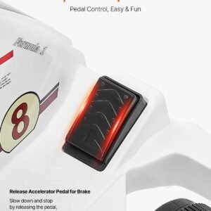 electric go kart, 6v 4.5ah battery, pedal go kart portable outdoor race toy for kids ages 2+, 20000 rpm motor, 2 mph constant speed, led headlight & horn, non slip tires, 44 lbs max load, white