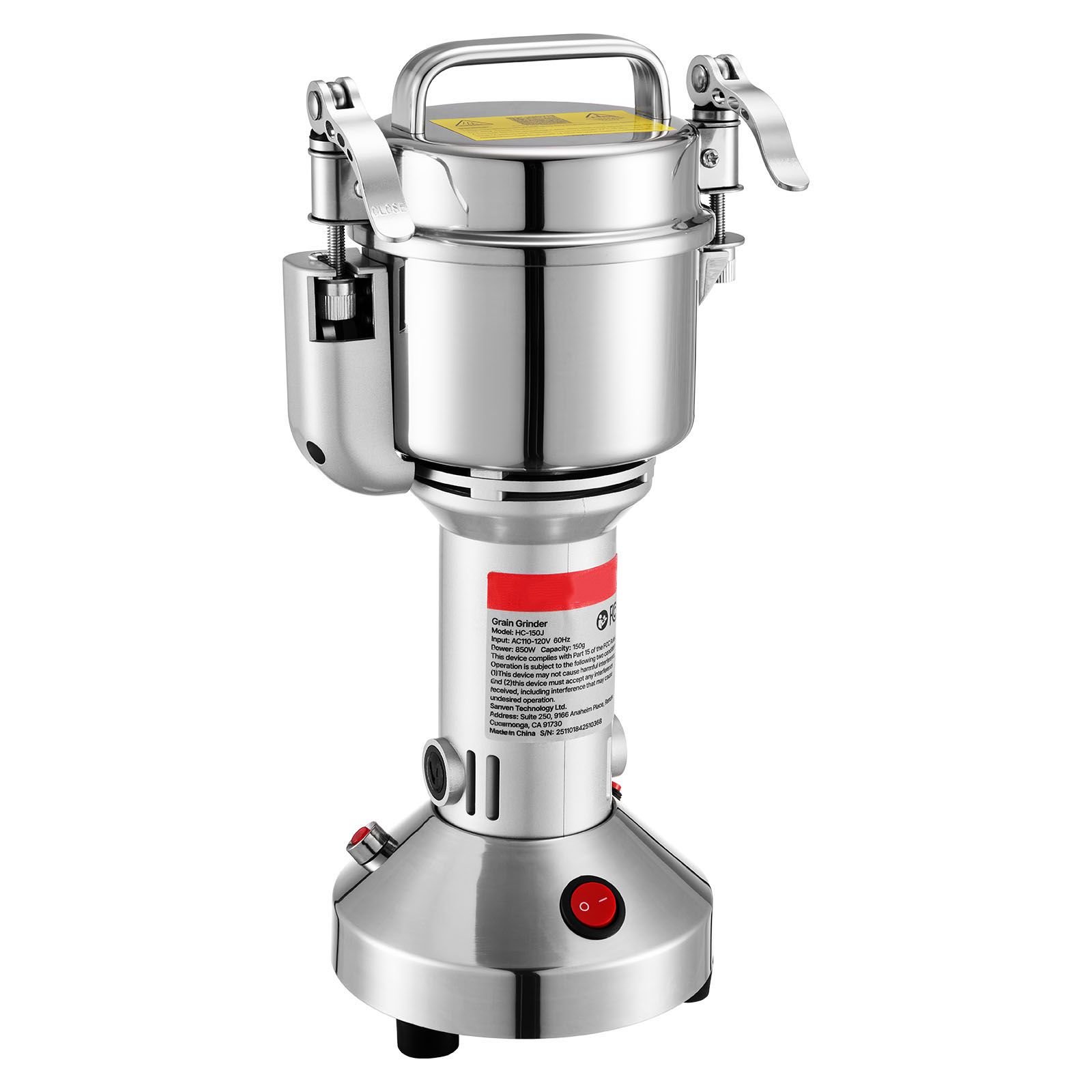 electric grain mill grinder, 0.3 lbs commercial spice grinders, high speed 850w stainless steel pulverizer powder machine, for dry grains, spices, cereals, coffee, corn & pepper, straight type