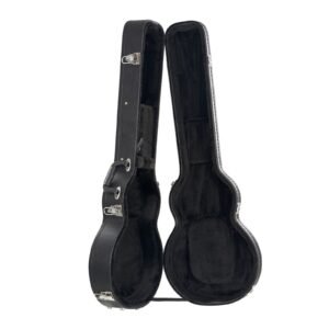 electric guitar hard case, 41.34 in gourd shaped guitar hard case, with lock latch keys handle, pvc padding soft lining water resistant hard shell guitar case, for 39 in les paul guitars, black