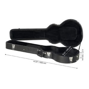 electric guitar hard case, 41.34 in gourd shaped guitar hard case, with lock latch keys handle, pvc padding soft lining water resistant hard shell guitar case, for 39 in les paul guitars, black