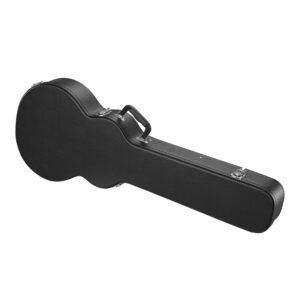 electric guitar hard case, 41.34 in gourd shaped guitar hard case, with lock latch keys handle, pvc padding soft lining water resistant hard shell guitar case, for 39 in les paul guitars, black