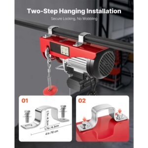 electric hoist, 1320 lbs lifting capacity, 1150w 110v electric steel wire winch with 14ft wired remote control, 40ft single cable lifting height & pure copper motor, for garage warehouse factory