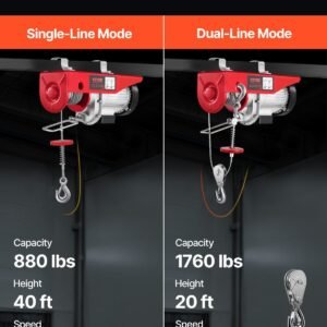 electric hoist, 1760 lbs 120v electric winch with 328 ft wireless remote control, 40 ft single cable lifting height, single/double slings, emergency stop, lift hoist for garage warehouse factory
