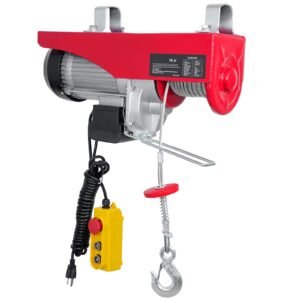 electric hoist, 440lbs garage hoist with 14ft wired control, 110 volt electric hoist winch 40ft single cable lifting height, pure copper motor and emergency stop switch