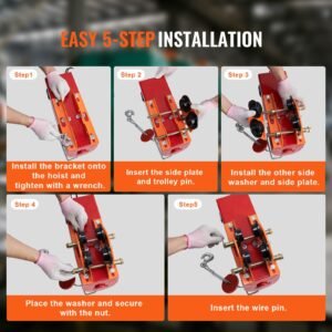 electric hoist manual trolley, 1100 lbs/0.5 ton capacity for pa200 pa250 pa300 pa400 pa500, push beam trolley with dual wheels, 2.36" 4.72" adjustable flange width for straight curved i beam