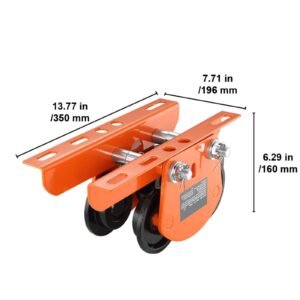 electric hoist manual trolley, 2200 lbs/1 ton capacity for pa200 pa250 pa300 pa400 pa500, push beam trolley with dual wheels, 2.68" 4.33" adjustable beam flange width for straight curved i beam