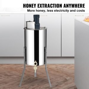 electric honey extractor, 2/4 frames honey spinner extractor, stainless steel beekeeping extraction, apiary centrifuge equipment with height adjustable stand, honeycomb drum spinner with lid