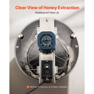 electric honey extractor, 3 frame honey spinner with transparent lid, 140w stainless steel honeycomb drum spinner, height adjustable, honeycomb extraction equipment for beekeeping