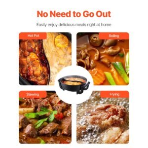 electric hot pot, 1360w 5 l double flavor shabu shabu pot, non stick electric cooker with divider, clear glass lid, temperature control, chinese hotpot for 6 10 people family dinning & party