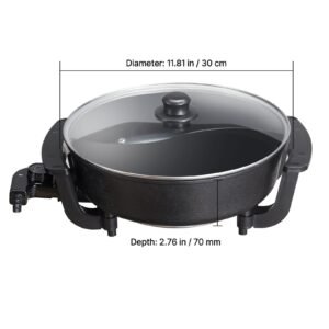 electric hot pot, 1360w 5 l double flavor shabu shabu pot, non stick electric cooker with divider, clear glass lid, temperature control, chinese hotpot for 6 10 people family dinning & party