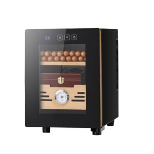 Electric Humidor, 16L, 100 Counts Electric Cigar Humidor Cabinet with Cooling Temperature Control, Spanish Cedar Wood Shelves & Drawers, Mechanical Hygrometer, 2 Layers, Cooler for Household