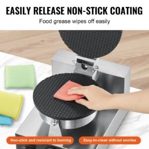 electric ice cream cone maker, commercial 1230w waffle cone machine, non stick stainless steel egg roll mold, with temperature and time control, handle, for restaurant bakery snack bar family