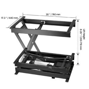 electric lift table, 330 lbs capacity single scissor lift table, 8 28 in height adjustable lifting platform, coffee table lift with 4 wheels, for material handling and transportation, black