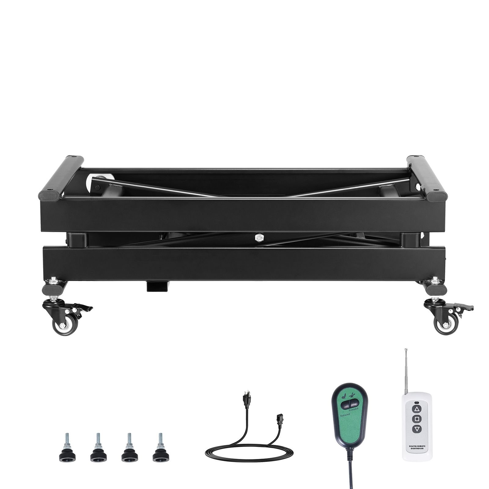 electric lift table, 330 lbs capacity single scissor lift table, 8 28 in height adjustable lifting platform, coffee table lift with 4 wheels, for material handling and transportation, black