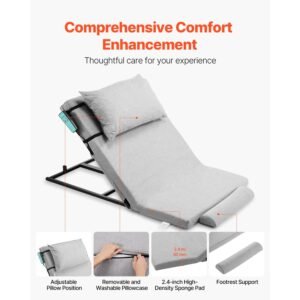 electric lifting backrest for bed, 300 lbs capacity, 4 68° adjustable lifting bed backrest, with headrest & legrest, machine washable for cleaning, fit pregnant women elderly patient handicapped