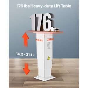 electric lifting column system, 176 lbs lift table, 14.2 31.1 in height range, three stage adjustable desk column, telescopic table leg, comes with power supply option to control up/down motion