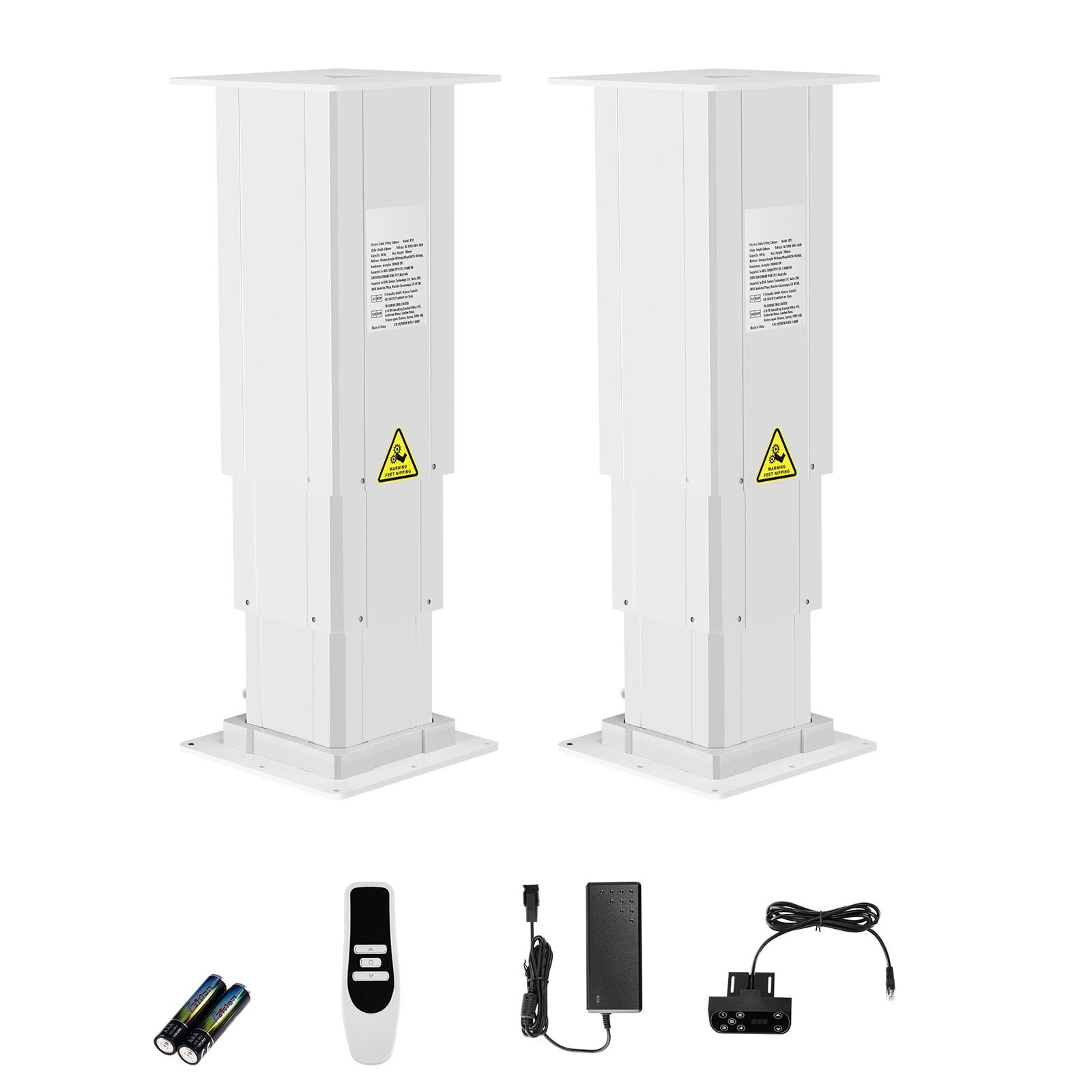 electric lifting column system, 260 lbs lift table, 14.2 31.1 in height range, three stage adjustable desk column, telescopic table leg, comes with power supply option to control up/down motion
