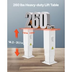 electric lifting column system, 260 lbs lift table, 14.2 31.1 in height range, three stage adjustable desk column, telescopic table leg, comes with power supply option to control up/down motion