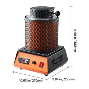 electric melting furnace, 1350w electric metal smelter foundry, 2102 f/1150 c metal smelting machine with 3kg ceramic crucible, gold smelting kit for jewelry making, metal bars, metal components