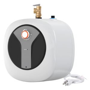 Electric Mini-Tank Water Heater 8-Gallon Tank, 1440W Hot Water Boiler Storage, Safety Temperature Pressure Valve Easy Install, for Kichen Bathroom Restaurant, Shelf Wall Floor Mounted