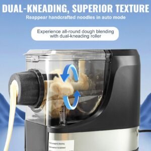 electric pasta maker, 150w automatic noodle maker machine with 8 pasta shapes, 4 intelligent modes, 500g flour capacity pasta maker machine with measuring cups, cleaning brush for home kitchen