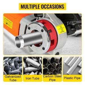 electric pipe threader, 2300w pipe threading machine with 4 dies 1/2" 1 1/4", 110v hand held pipe threader machine with copper motor, portable electric pipe threading kit with carrying case