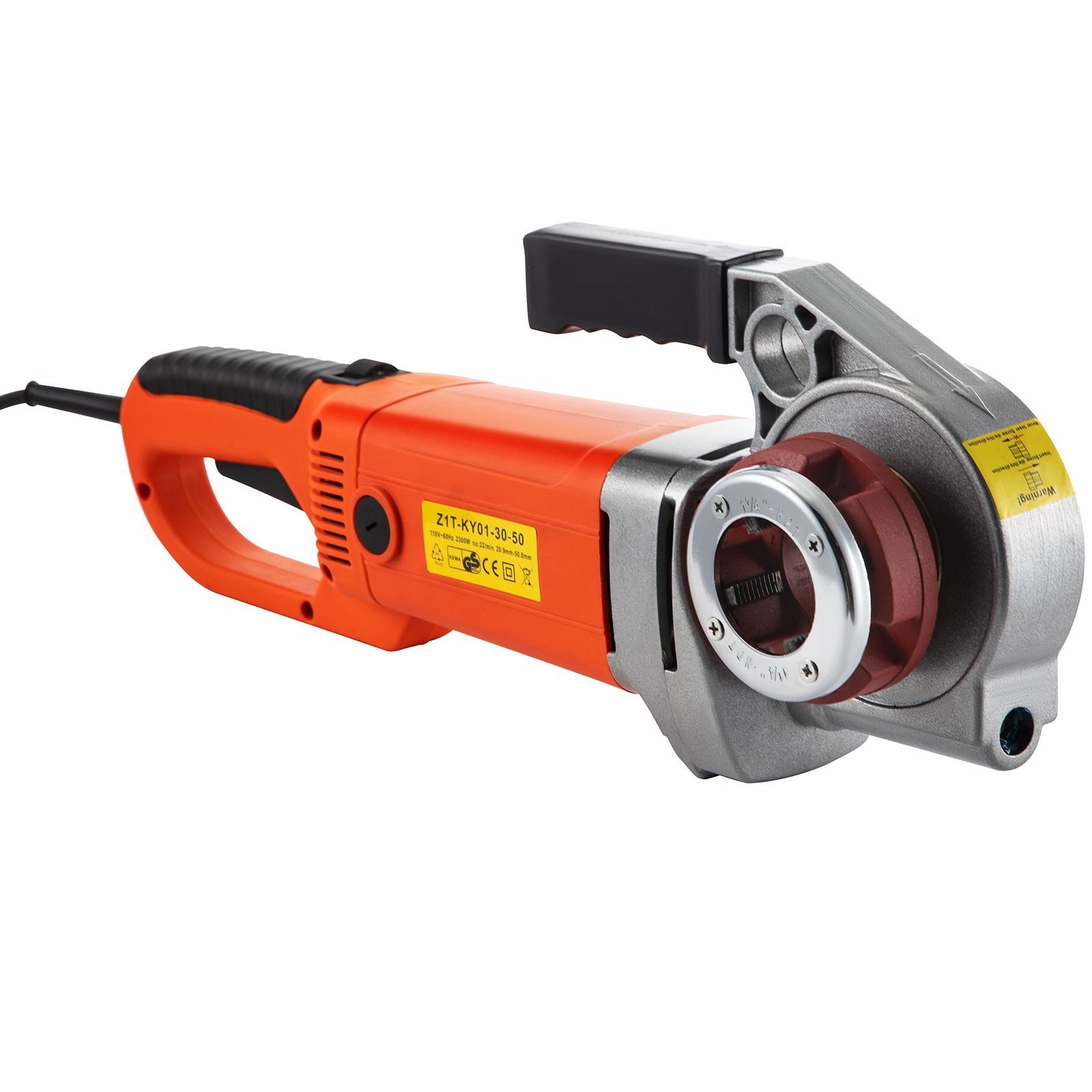 electric pipe threader, 2300w pipe threading machine with 4 dies 1/2" 1 1/4", 110v hand held pipe threader machine with copper motor, portable electric pipe threading kit with carrying case