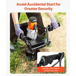 electric post hole digger, 5.71 in auger bit with 1500w powerful motor, 140 rpm alloy steel earth auger drill bit with 10.24 in extension rod, for post hole digging, drilling & tree planting