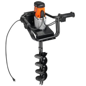 electric post hole digger, 5.71 in auger bit with 1500w powerful motor, 140 rpm alloy steel earth auger drill bit with 10.24 in extension rod, for post hole digging, drilling & tree planting