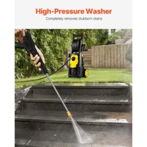 electric pressure washer, 2000 psi, max. 1.76 gpm power washer w/ 30 ft hose, 5 quick connect nozzles, foam cannon, portable to clean patios, cars, fences, driveways, etl listed