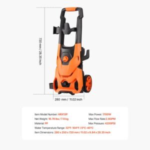 electric pressure washer, max 4200 psi and 2.8 gpm, high power pressure cleaning machine with 4 quick connect nozzles and a foam cannon, ideal for cars/fences/driveways/patios/home cleaning