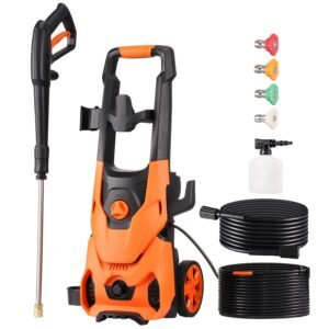 electric pressure washer, max 4200 psi and 2.8 gpm, high power pressure cleaning machine with 4 quick connect nozzles and a foam cannon, ideal for cars/fences/driveways/patios/home cleaning