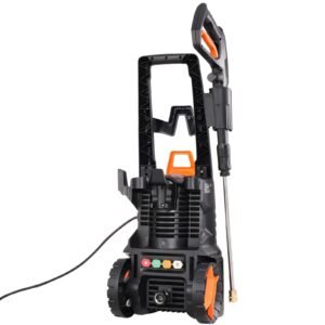 electric pressure washer, max 4500 psi and 3.2 gpm, high power pressure cleaning machine with 4 quick connect nozzles and a foam cannon, ideal for cars/fences/driveways/patios/home cleaning