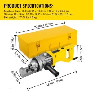 electric rebar cutter, 900w portable electric hydraulic rebar cutter, cutting up to 5/8 inch #5 4 16mm rebar within 3 seconds,110v,with easy to carry stainless box