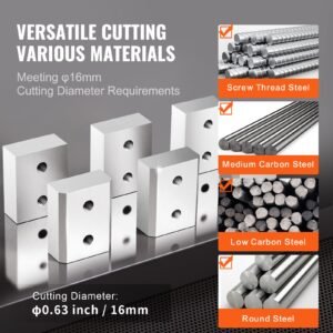 electric rebar cutter blade, 6 pcs 16mm(5/8 inch) cutting diameter, hrc58 60 hard hydraulic rebar blade replacement jaw blades with 12 hexagon screw and 12 spring washer, for model rc 16