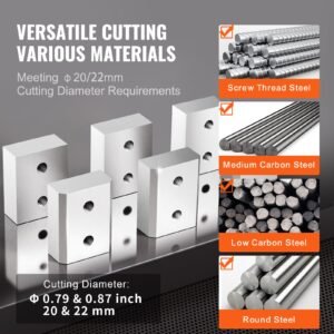 electric rebar cutter blade, 6 pcs 20/22mm cutting diameter, hrc58 60 hard hydraulic rebar blade replacement jaw blades with 12 hexagon screw and 12 spring washer, for model rc 20, rc 22