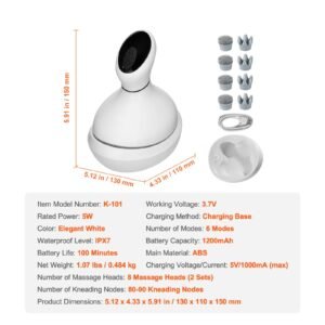 electric scalp massager, rechargeable head massager hair growth, ipx7 waterproof | portable kneading scalp scratcher with 8 removable massage head for stress relief, deep clean, gift for mom/dad