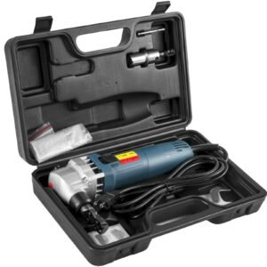 Electric Sheet Metal Cutter, 380W Power, 1800RPM Rotor Speed, 0.07in/1.8mm Cutting Capacity, Includes Replacement Blades and Storage Case, Ideal for Stainless Steel, Aluminium, Plastic