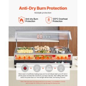 electric soup warmer, two 6.34qt pots & four 1/2 pans, stainless steel commercial food warmer with 86~185 fahrenheit adjustable temp, 1500w bain marie with cover, soup station