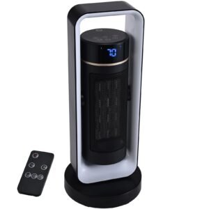 Electric Space Heater with Thermostat Remote Control, 1000W/1500W 2-Level Adjustable Quiet Ceramic Heater Fan, 20 in Tip-Over Shutdown Overheat Protection Small Heaters for Office Room Desk Indo