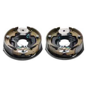 Electric Trailer Brake Assembly, 10" x 2-1/4", 1 Pair Self-Adjusting Electric Brakes Kit for 3500 lbs Axle, 4-Hole Mounting, Backing Plates for Brake System Part Replacement (1 Right + 1 Left)