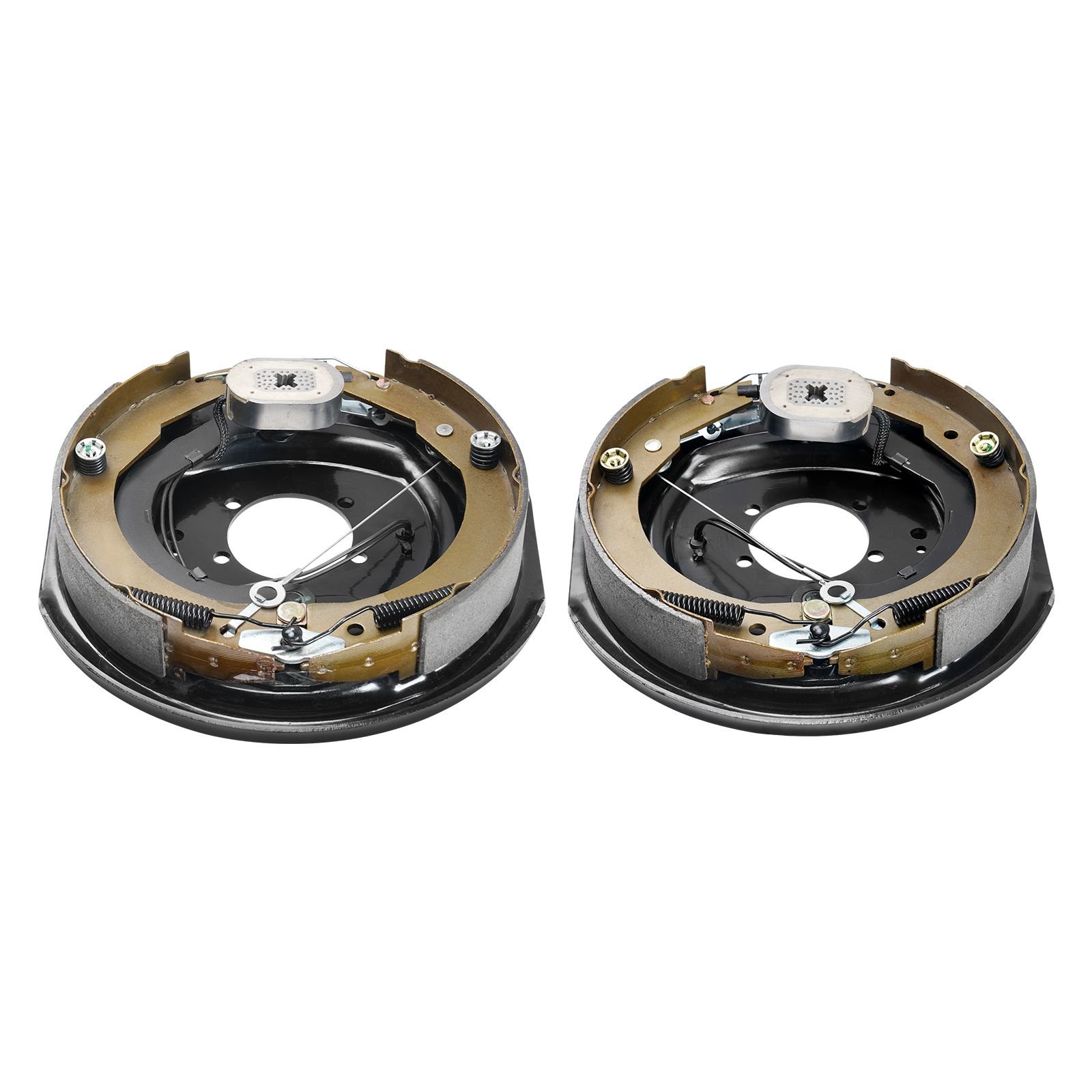 electric trailer brake assembly, 12" x 2", 1 pair self adjusting electric brakes kit for 7000 lbs axle, 5 hole mounting, backing plates for braking system part replacement (1 right + 1 left)